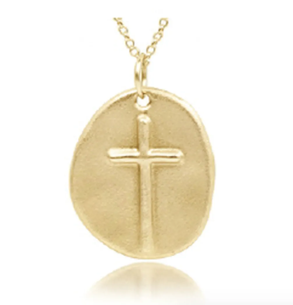 16" Necklace Gold, Inspire Gold Charm