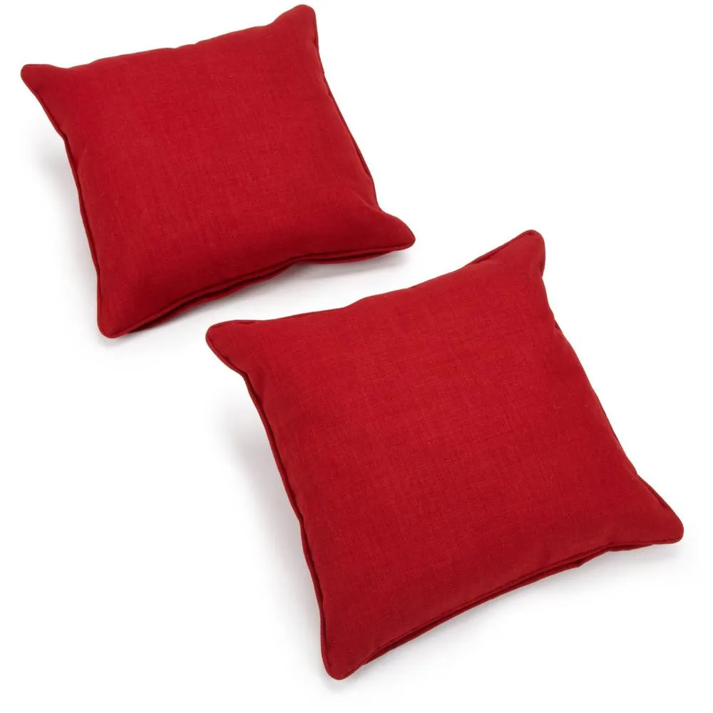 18-inch Double-corded Solid Outdoor Spun Polyester Square Throw Pillows with Inserts (Set of 2), Paprika