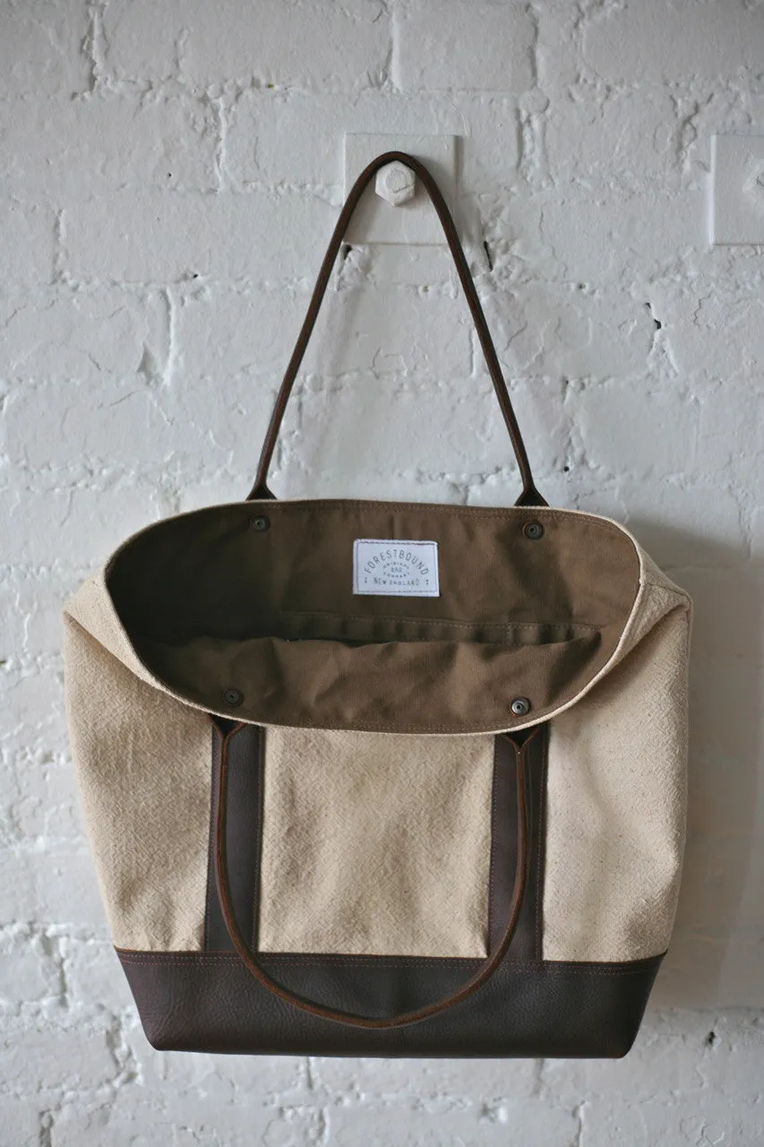 1940's era Grain Sack and Leather Carryall
