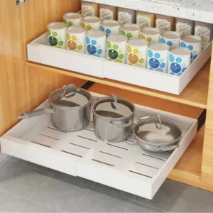 2 Pcs 31.5CM to 52CM pull out kitchen storage, cupboard pull out storage organiser