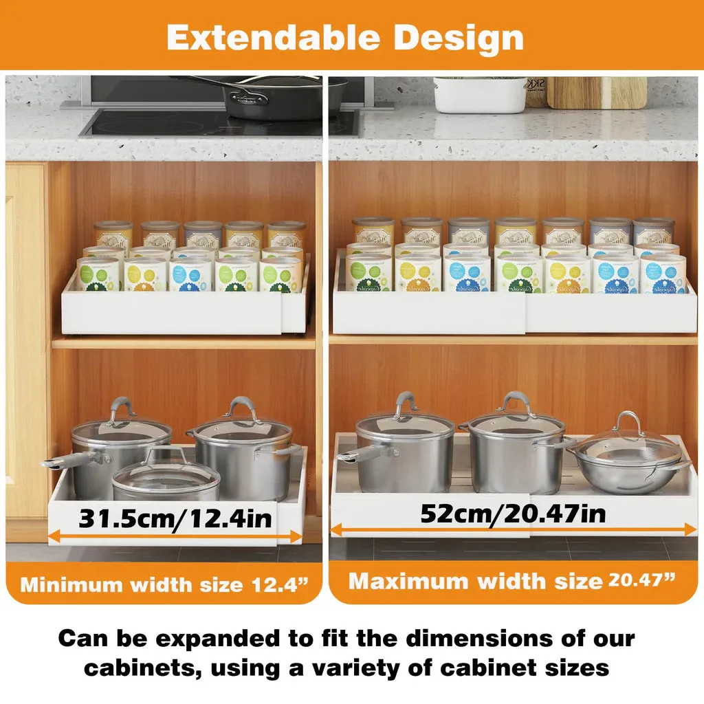 2 Pcs 31.5CM to 52CM pull out kitchen storage, cupboard pull out storage organiser