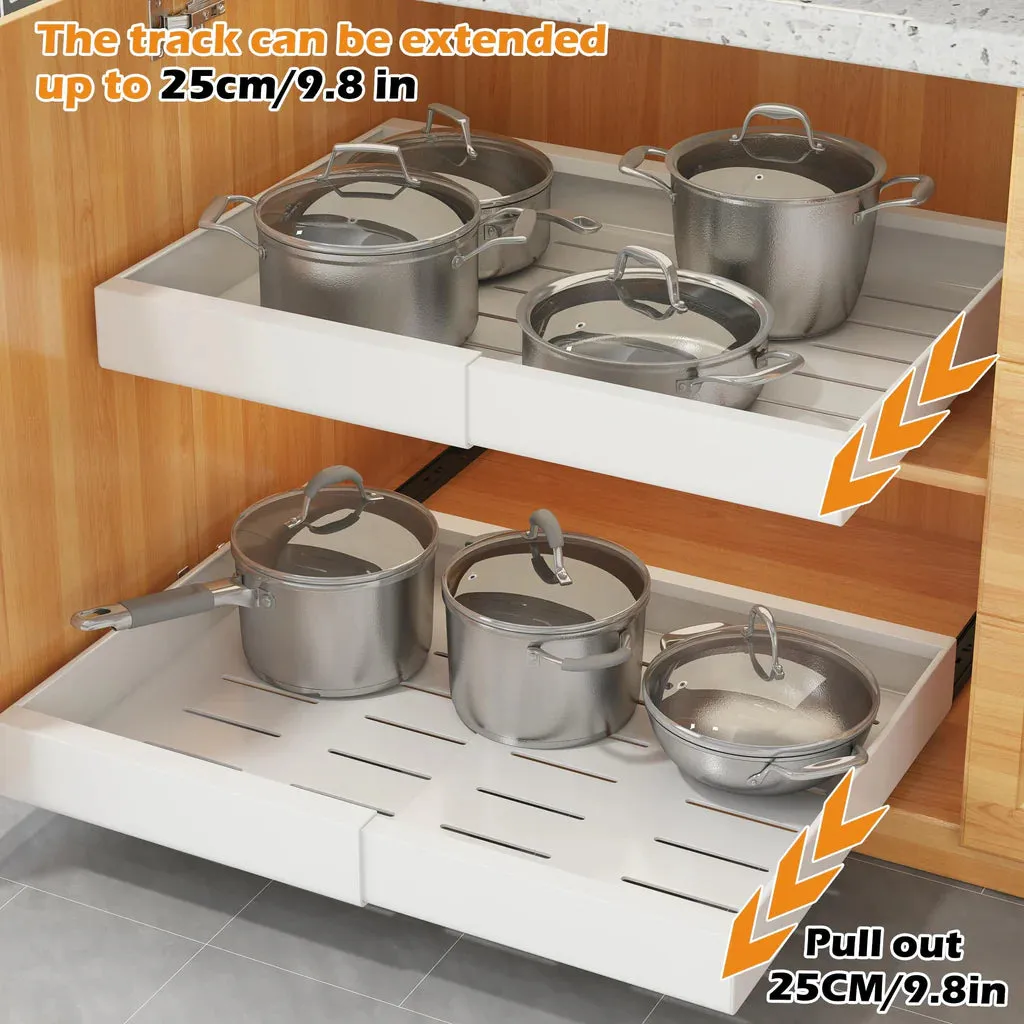 2 Pcs 31.5CM to 52CM pull out kitchen storage, cupboard pull out storage organiser