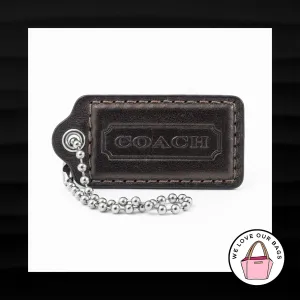 2.5" Large COACH BRONZE BROWN LEATHER KEY FOB BAG CHARM KEYCHAIN HANG TAG