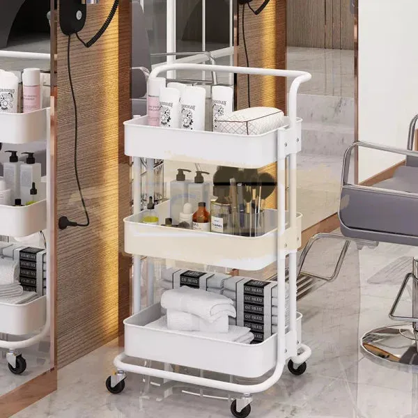 3-Tier Metal Storage Organizer Rolling Cart with handle - Black