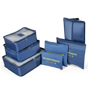 7PCS Travel Packing Cubes for Suitcases, TOYESS Waterproof Nylon Luggage Organiser Storage Bags Value Set for Backpack, Navy Blue 7pcs-navy Blue