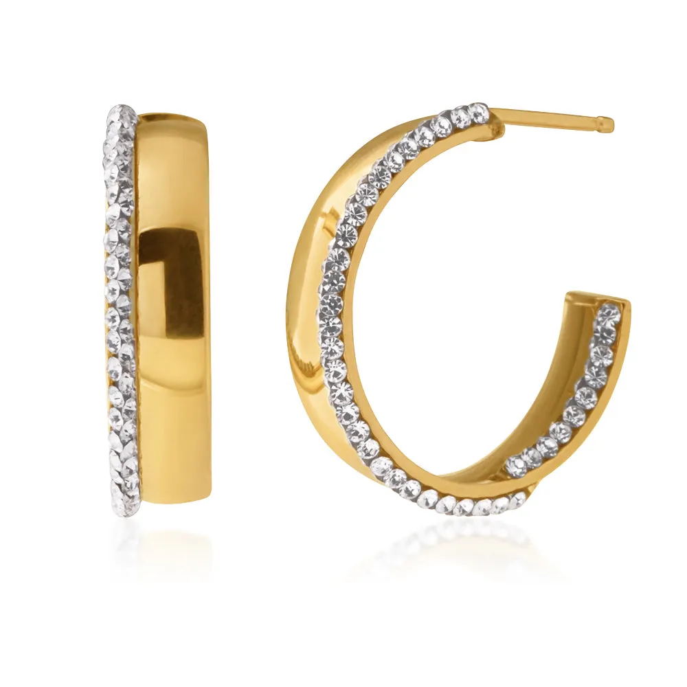 9ct Yellow Gold Silver Filled Half Hoop Earrings