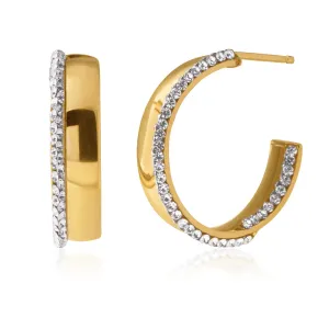 9ct Yellow Gold Silver Filled Half Hoop Earrings