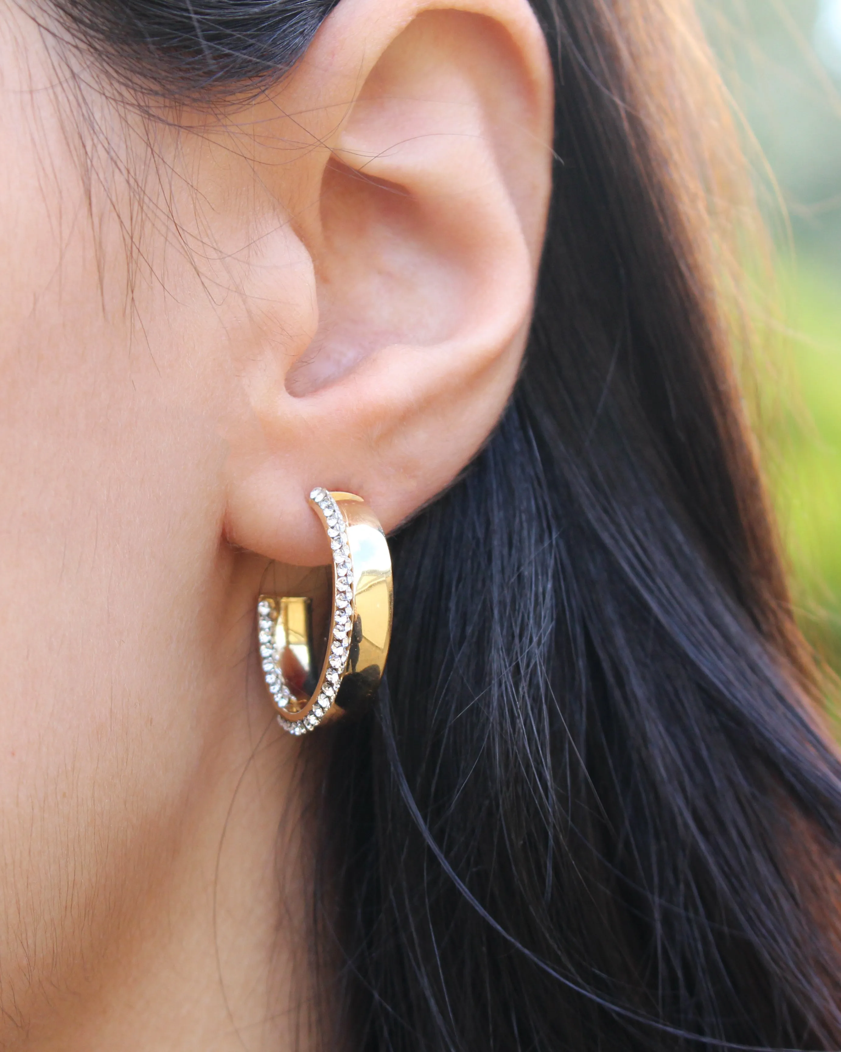 9ct Yellow Gold Silver Filled Half Hoop Earrings