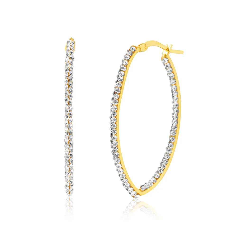 9ct Yellow Gold Silver Filled Oval Hoop Earrings