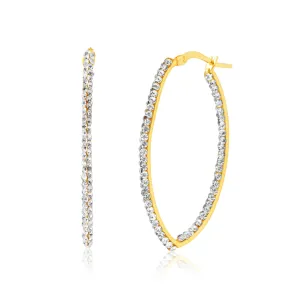 9ct Yellow Gold Silver Filled Oval Hoop Earrings