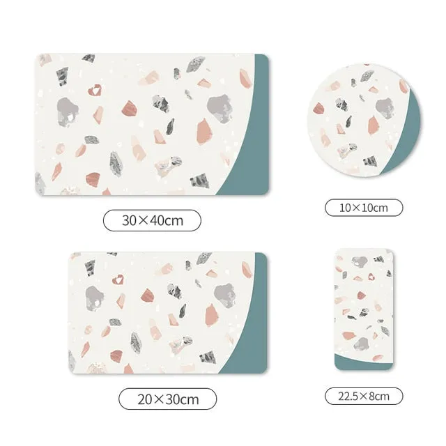 Absorbent Mat Kitchen Dishes  Drain Pad Rubber Dish Drying  Kitchen Mats Coffee