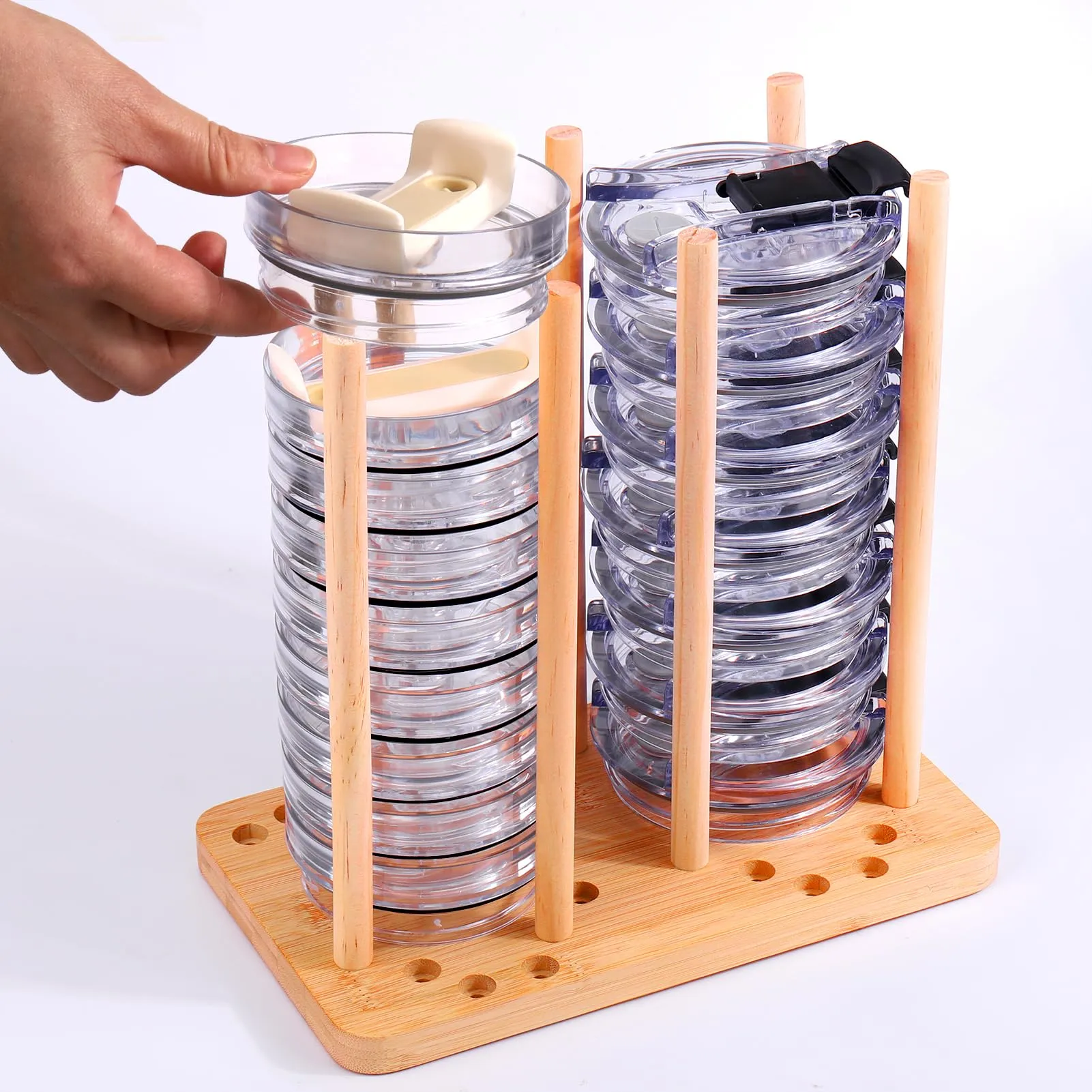 AIERSA Tumbler Lid Organizer,Adjustable Cup Lid Organizer for Yeti,Stacking Tumbler Lid Storage,Cup Lid Holder to 20 Lids,Water Bottle Lid Organizer for Kitchen Cabinet and Countertop Organization