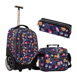 All Sport Big Wheel School Bag Trolley Set of 3 (Lunch Bag & Pencil Case)