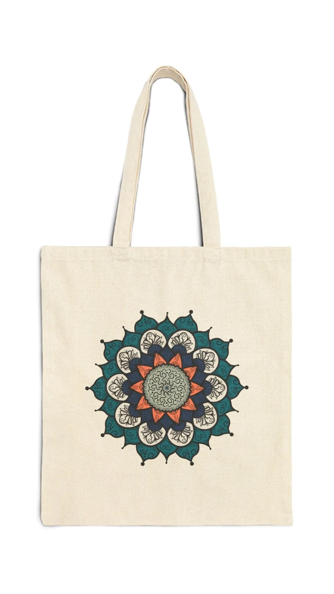 Aqua Tree Mandala Canvas Tote Bag