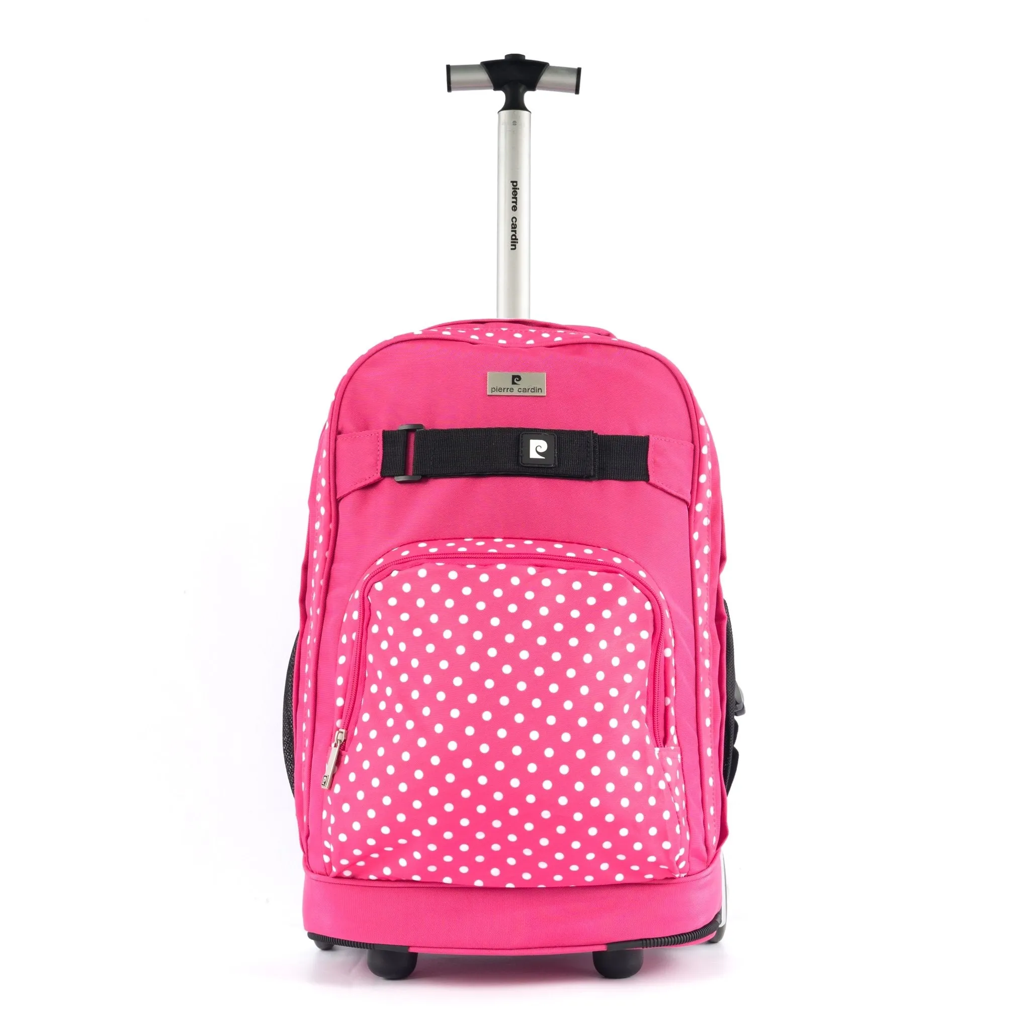 Backpack Trolley with Lunch Bag   Pencil Case black with White Polka Dots