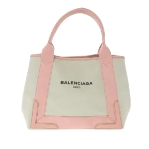 Balenciaga Navy Cabas S Canvas Tote Bag White