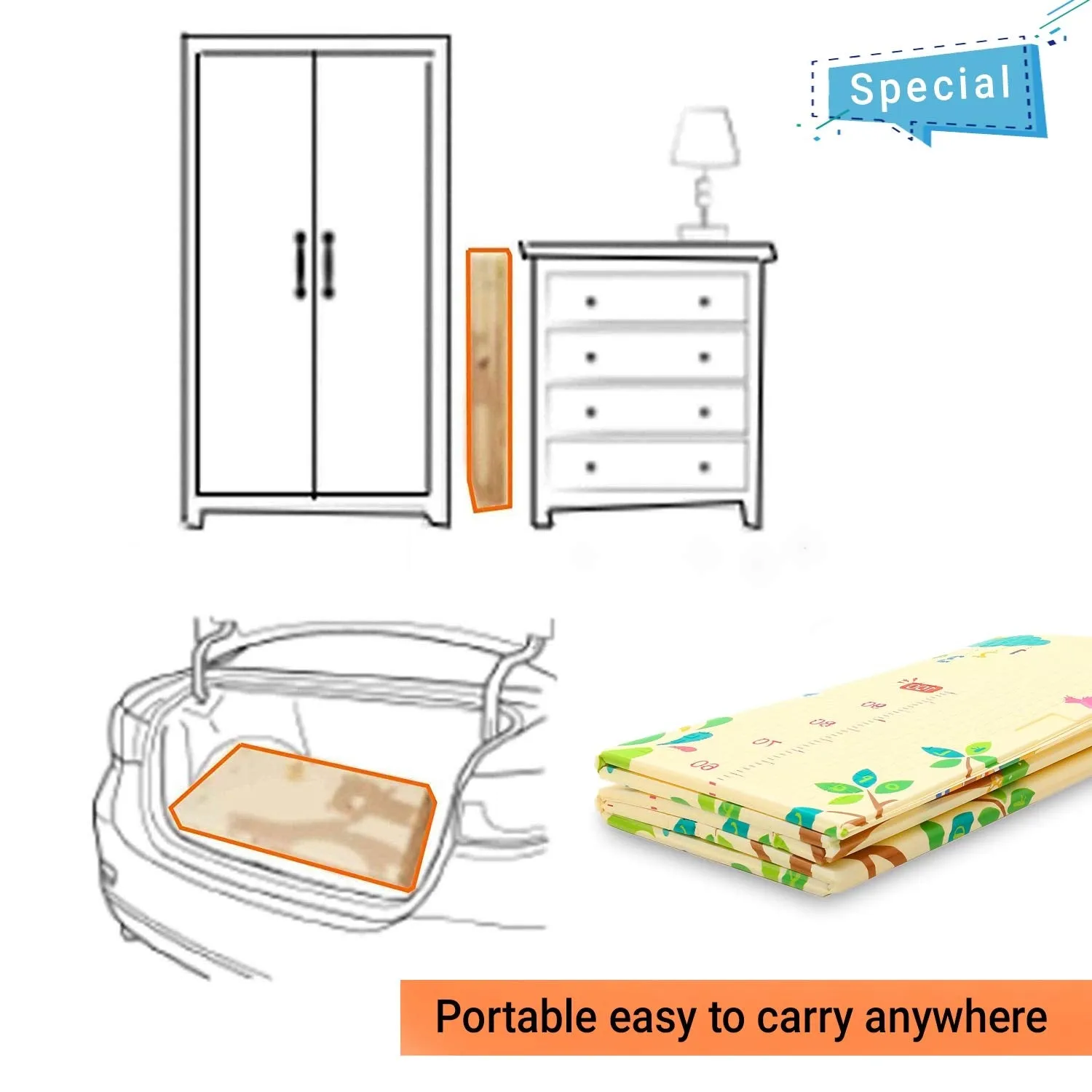 Baybee Foldable Crawling Multi-Purpose Water Proof Play Mat for Babies
