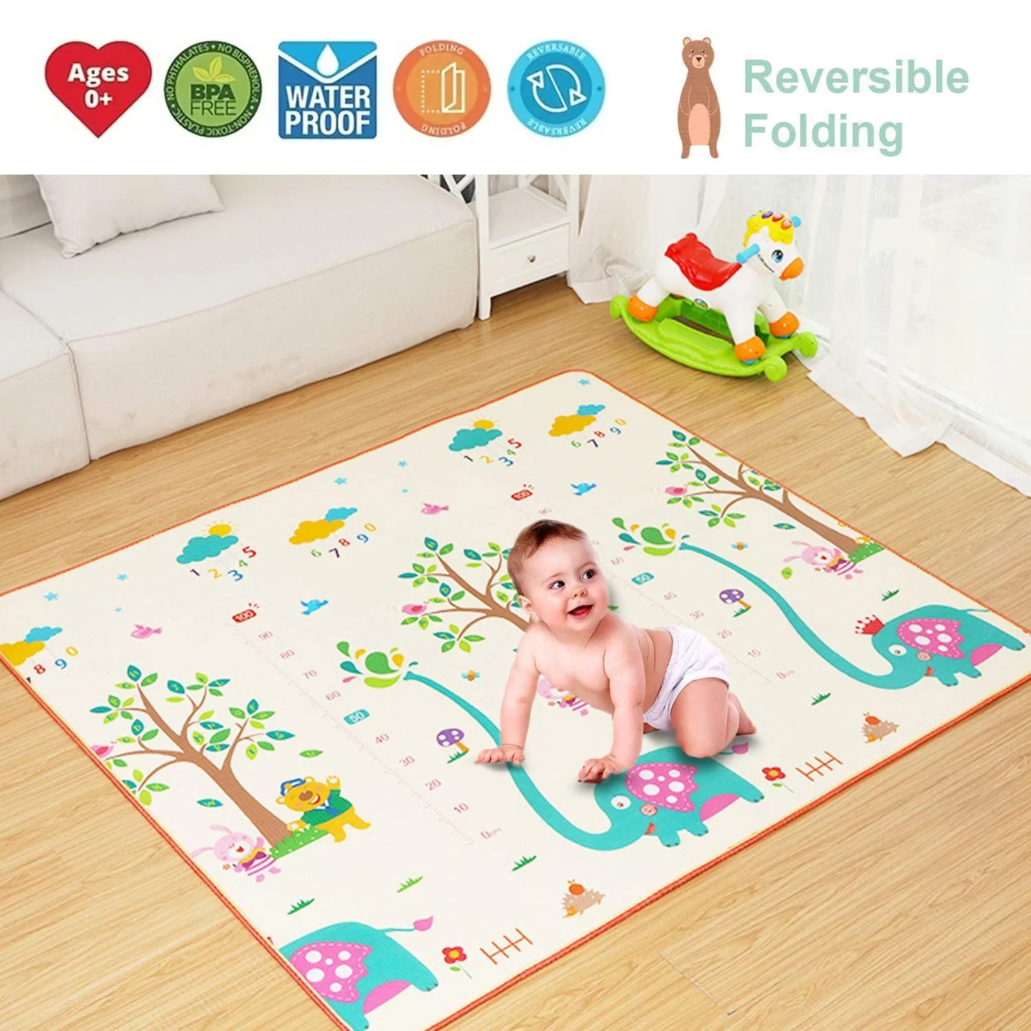 Baybee Foldable Crawling Multi-Purpose Water Proof Play Mat for Babies