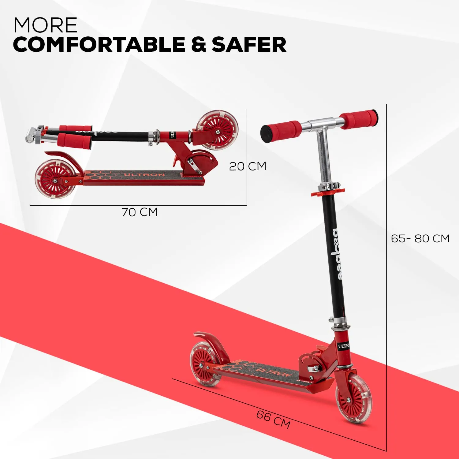 Baybee Ultron 2 Wheel Kids Skate Scooter with Foldable & 4 Height Adjustable Handle