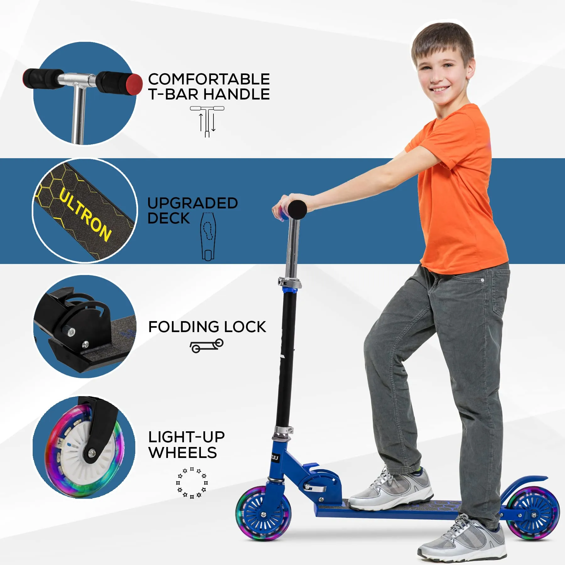 Baybee Ultron 2 Wheel Kids Skate Scooter with Foldable & 4 Height Adjustable Handle