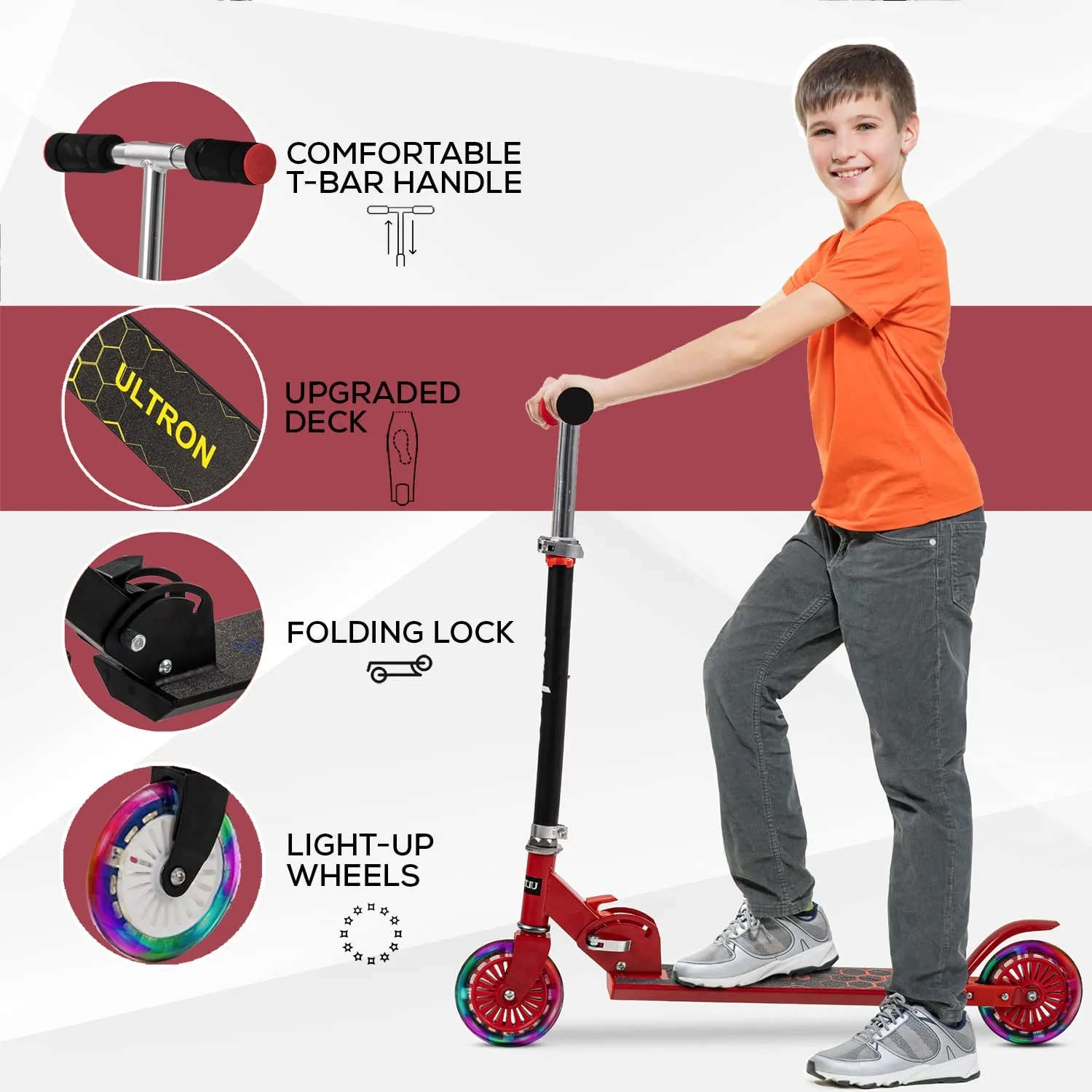 Baybee Ultron 2 Wheel Kids Skate Scooter with Foldable & 4 Height Adjustable Handle