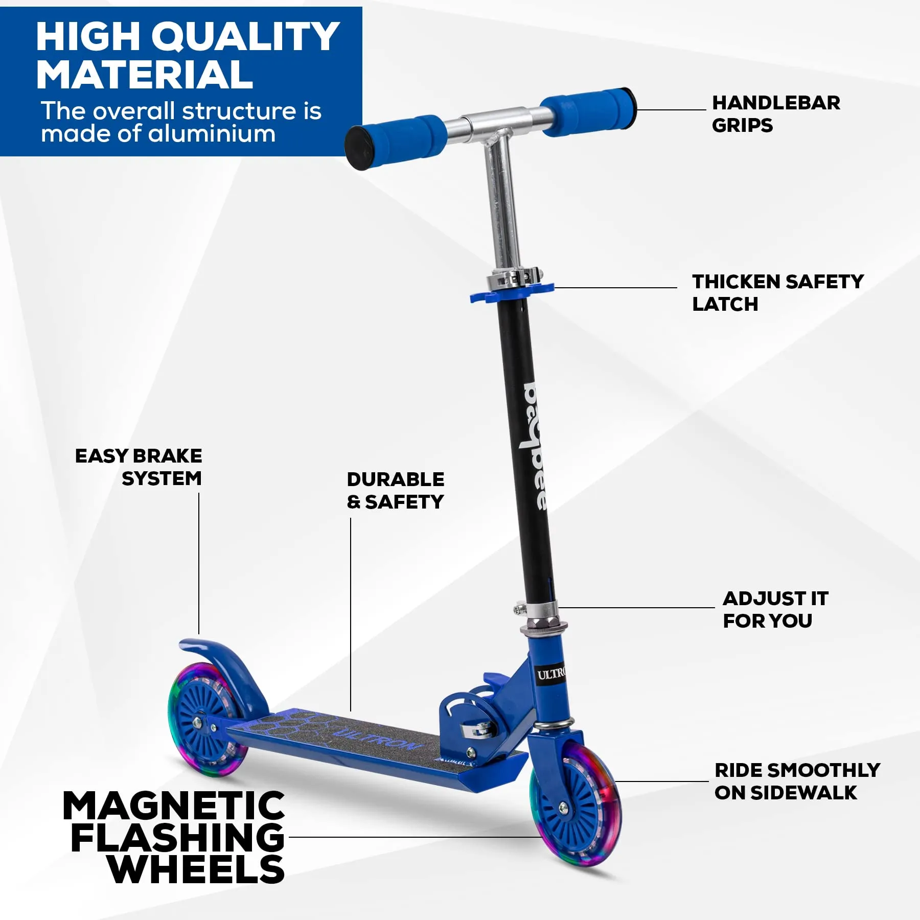 Baybee Ultron 2 Wheel Kids Skate Scooter with Foldable & 4 Height Adjustable Handle
