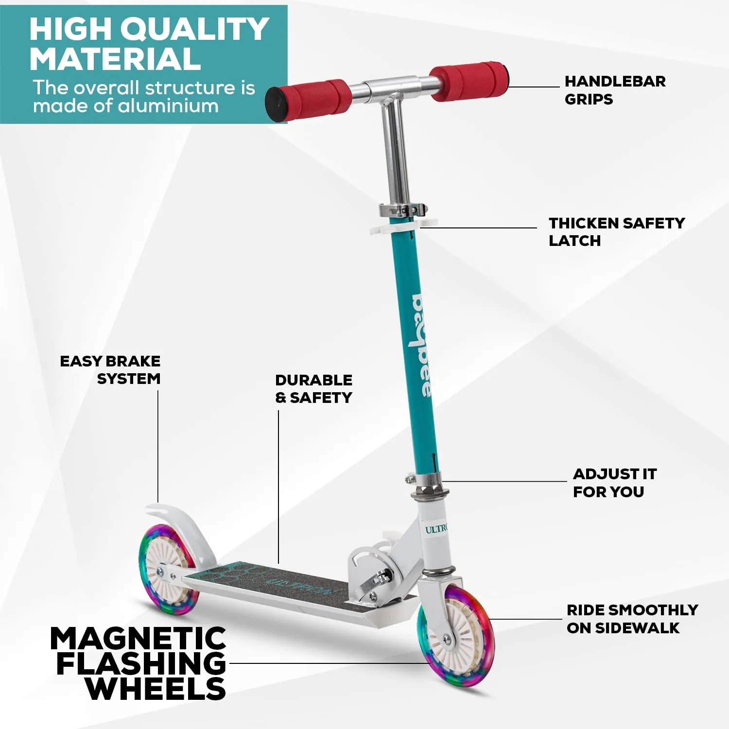Baybee Ultron 2 Wheel Kids Skate Scooter with Foldable & 4 Height Adjustable Handle