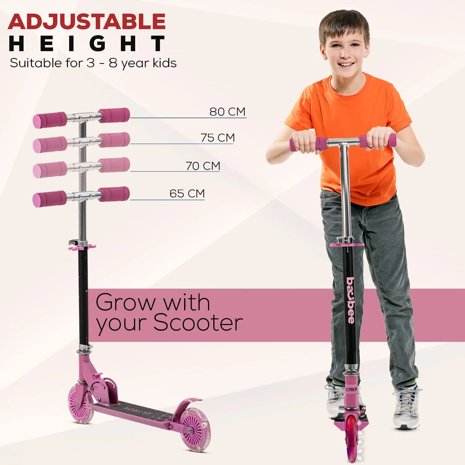 Baybee Ultron 2 Wheel Kids Skate Scooter with Foldable & 4 Height Adjustable Handle