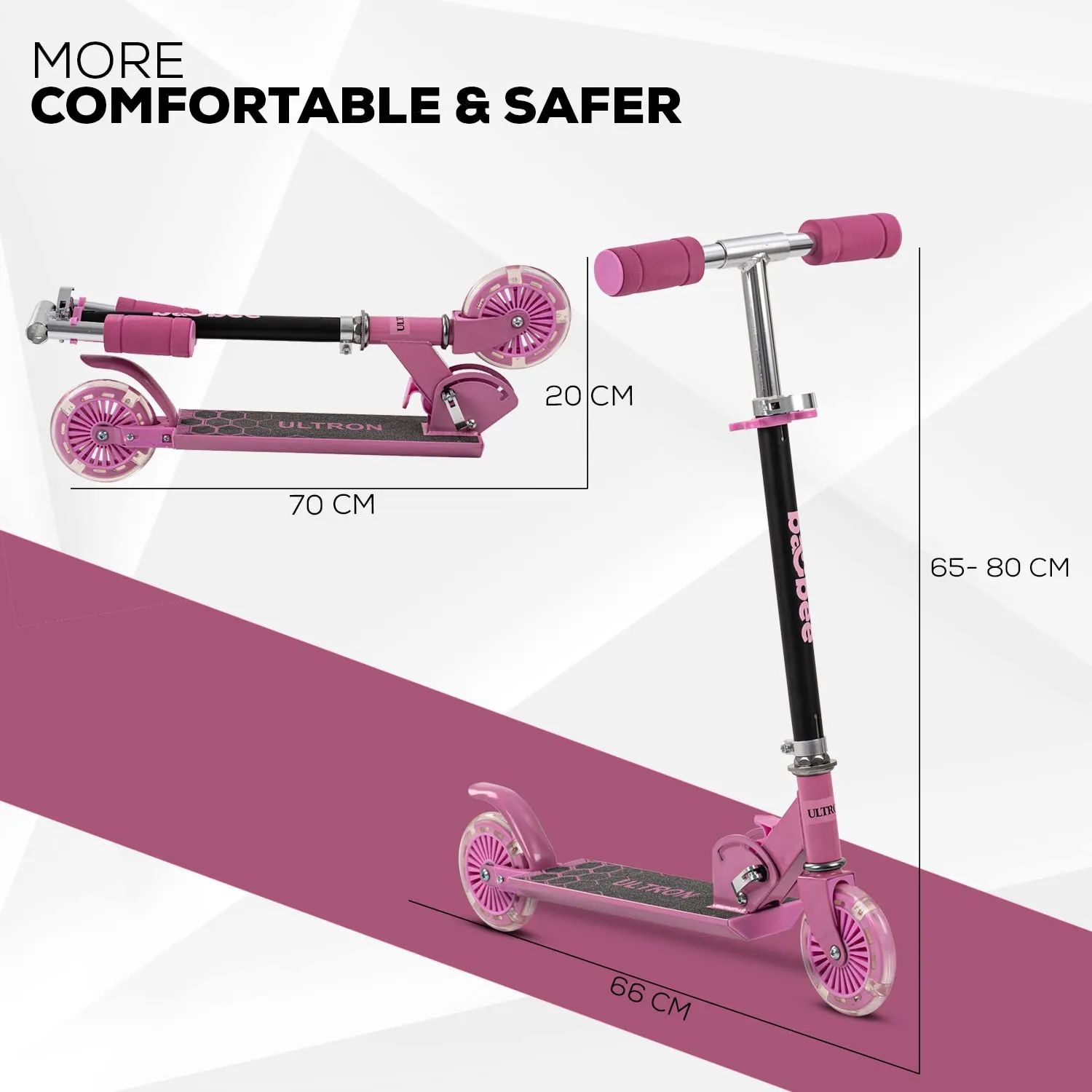 Baybee Ultron 2 Wheel Kids Skate Scooter with Foldable & 4 Height Adjustable Handle