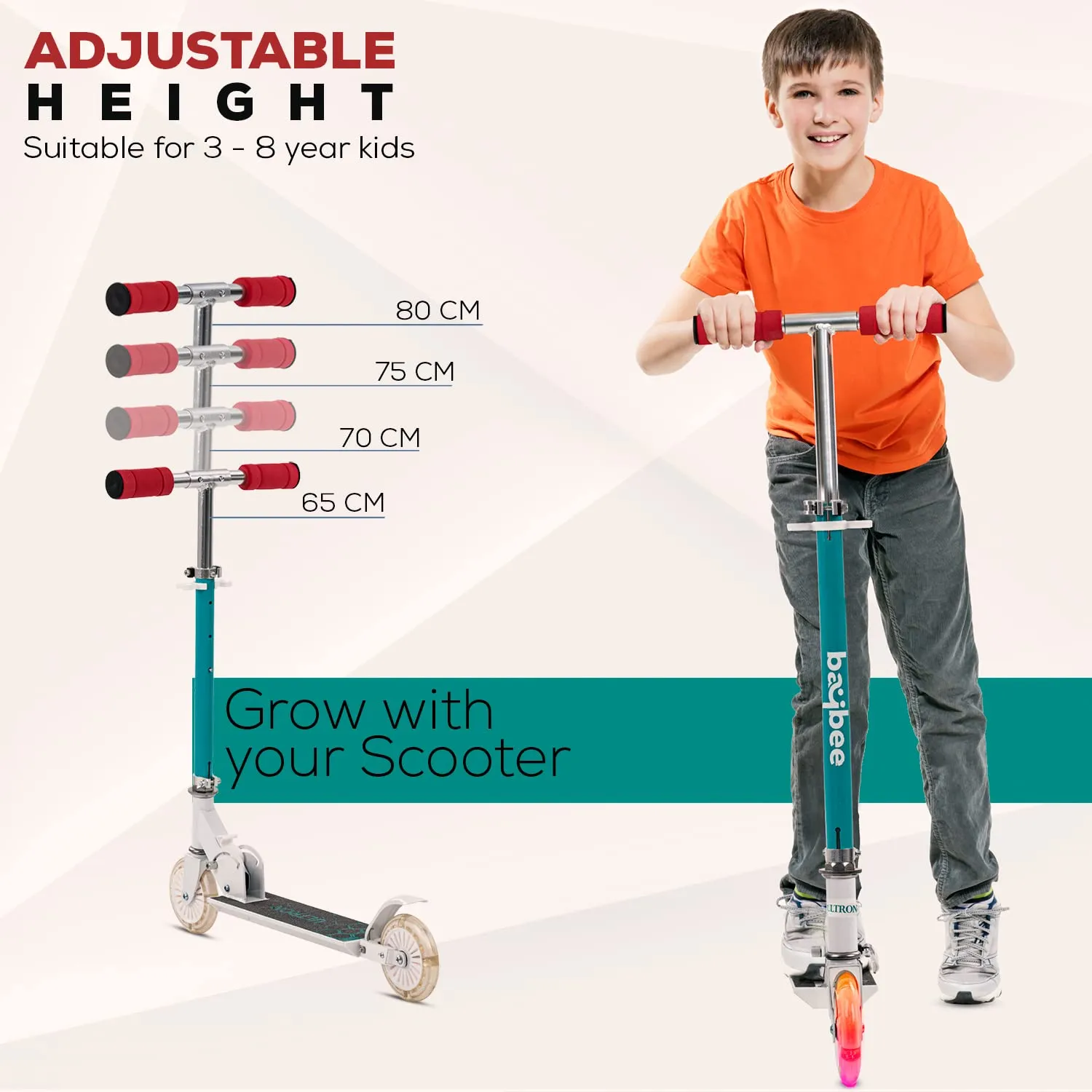 Baybee Ultron 2 Wheel Kids Skate Scooter with Foldable & 4 Height Adjustable Handle