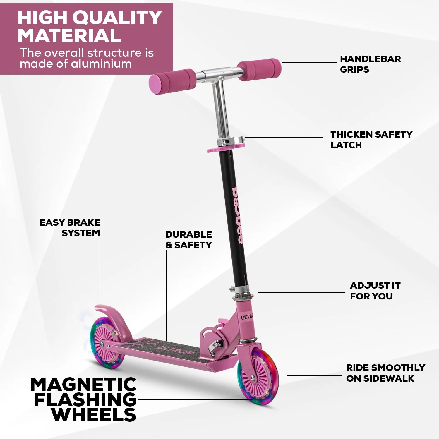 Baybee Ultron 2 Wheel Kids Skate Scooter with Foldable & 4 Height Adjustable Handle