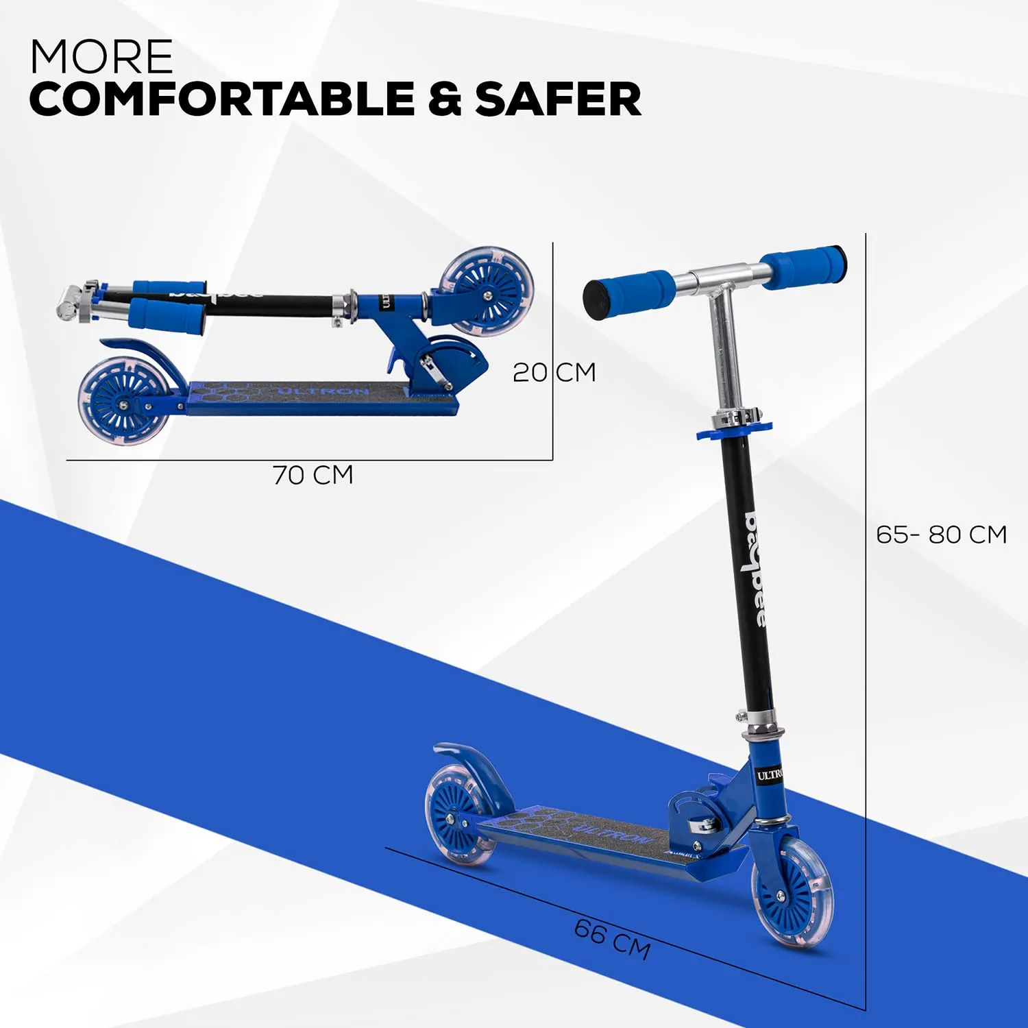 Baybee Ultron 2 Wheel Kids Skate Scooter with Foldable & 4 Height Adjustable Handle