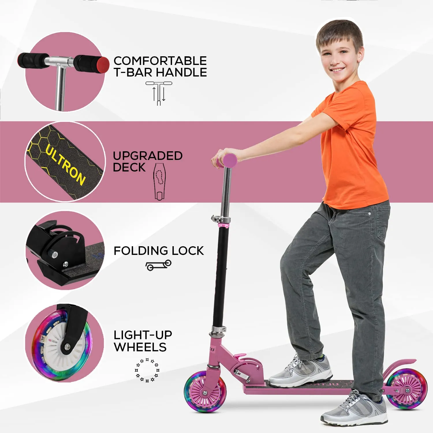 Baybee Ultron 2 Wheel Kids Skate Scooter with Foldable & 4 Height Adjustable Handle