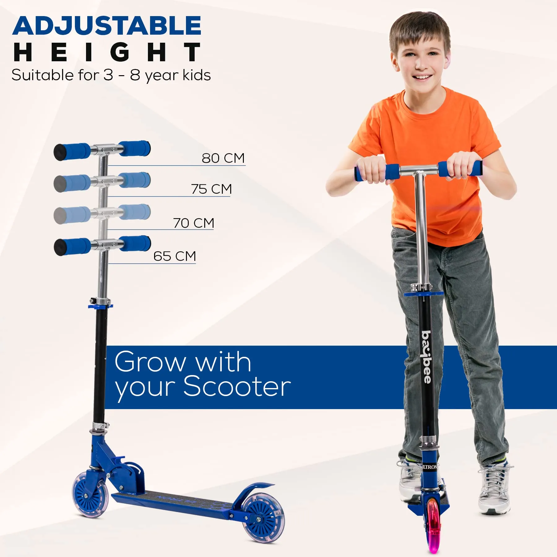 Baybee Ultron 2 Wheel Kids Skate Scooter with Foldable & 4 Height Adjustable Handle