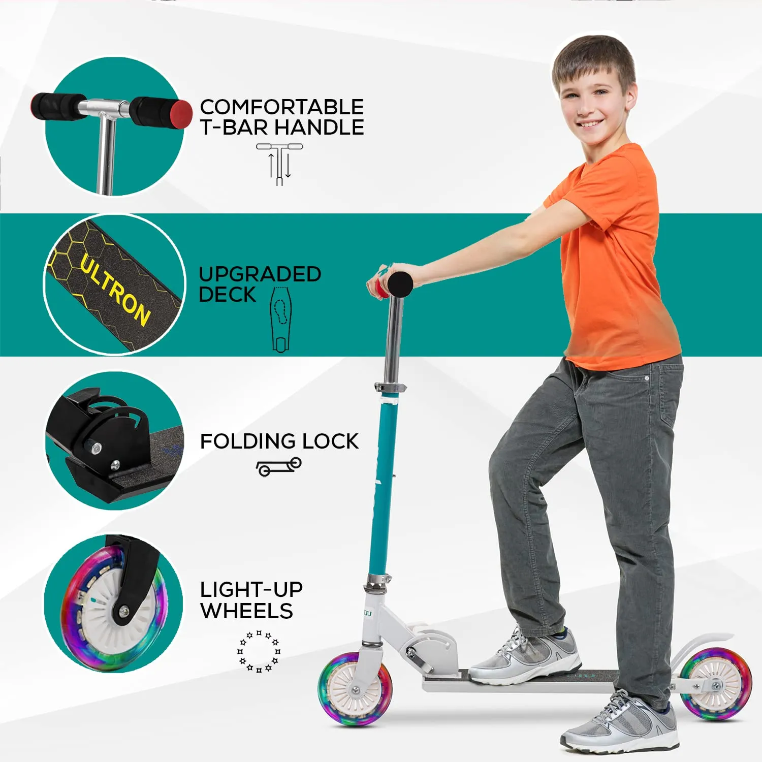 Baybee Ultron 2 Wheel Kids Skate Scooter with Foldable & 4 Height Adjustable Handle