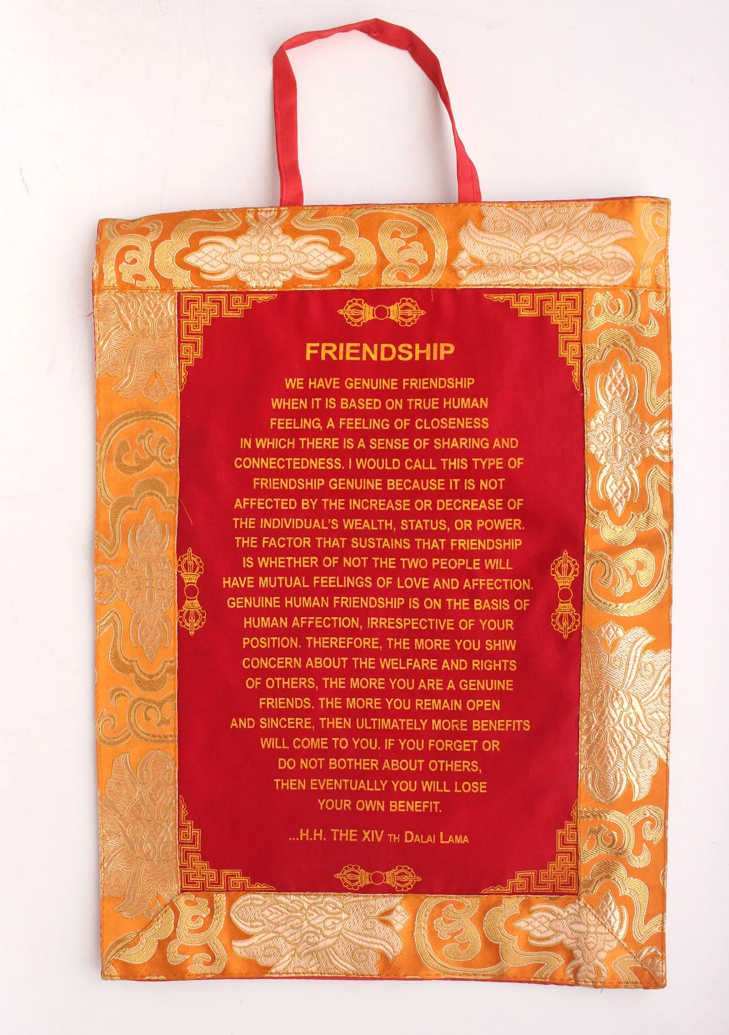 Beautiful H.H Dalai Lama's Sayings Brocade Wall Hanging