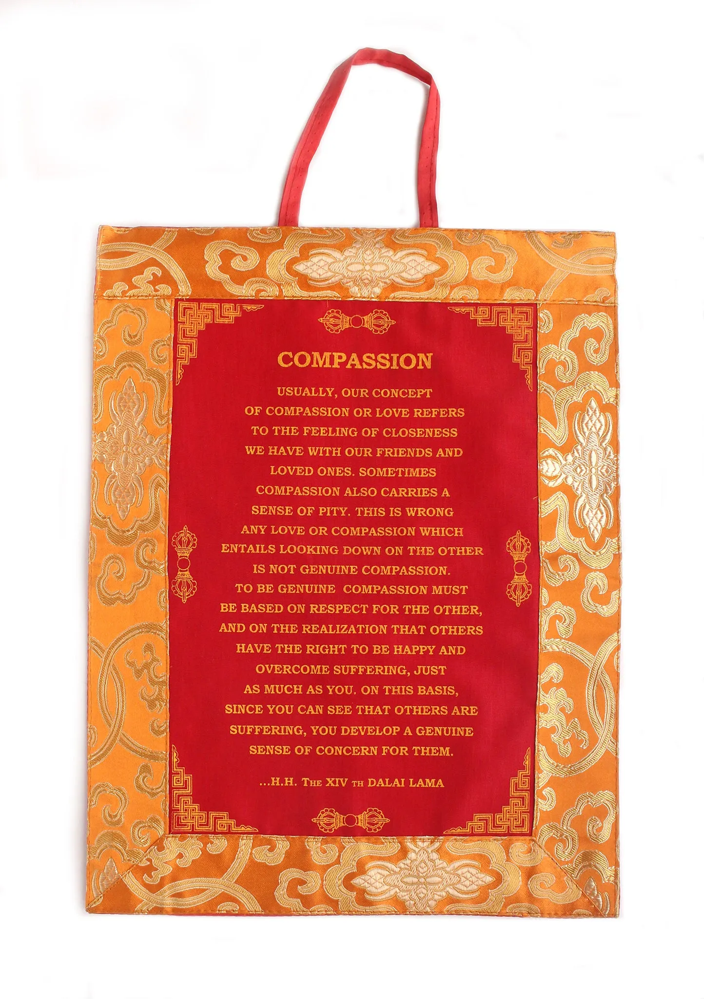 Beautiful H.H Dalai Lama's Sayings Brocade Wall Hanging