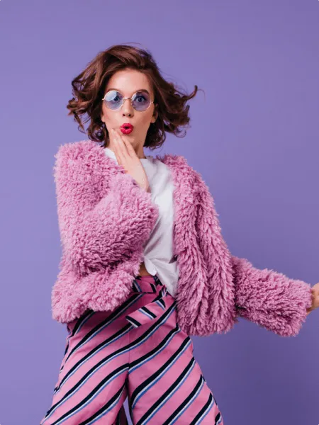 Beautiful Woman Purple Sweater