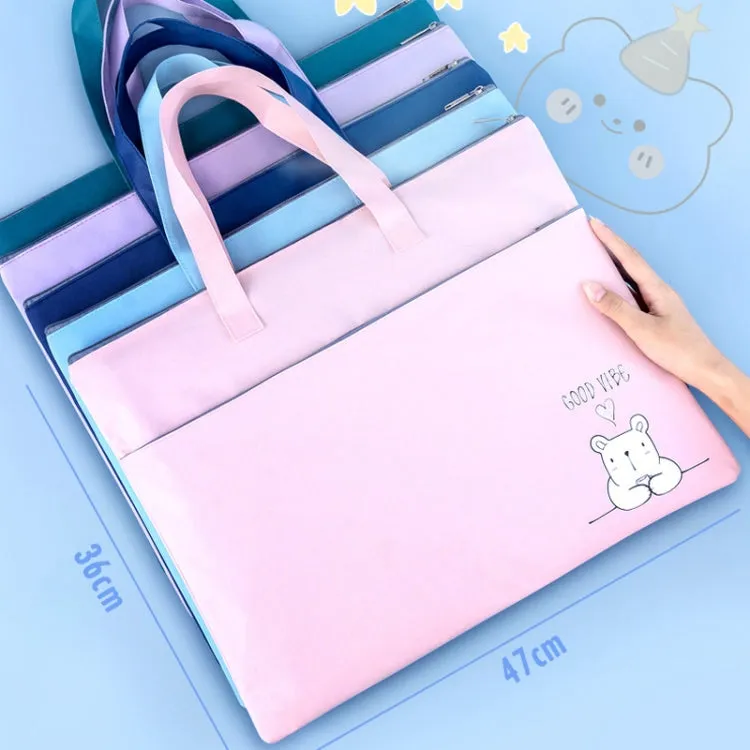 BeiDuoMei Student A3 Art Drawing Handbag Test Paper File Storage Bag, Style: Simple Model Blue