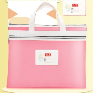 BeiDuoMei Student File Bag A4 Double Layer Classified Storage Exam Paper Data Bag(Rose Red)
