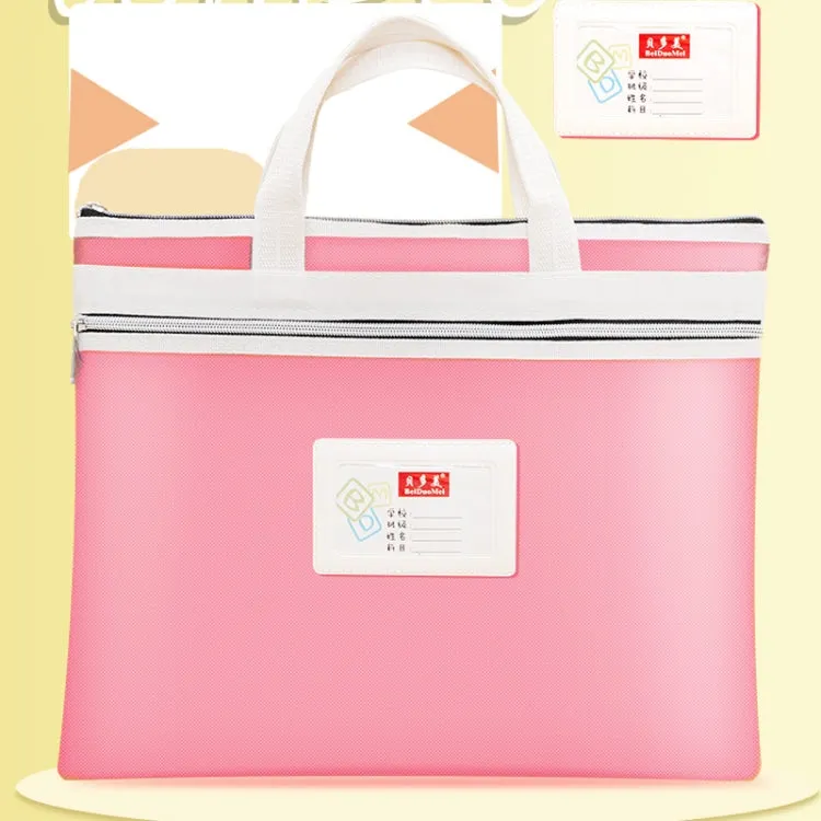 BeiDuoMei Student File Bag A4 Double Layer Classified Storage Exam Paper Data Bag(Rose Red)