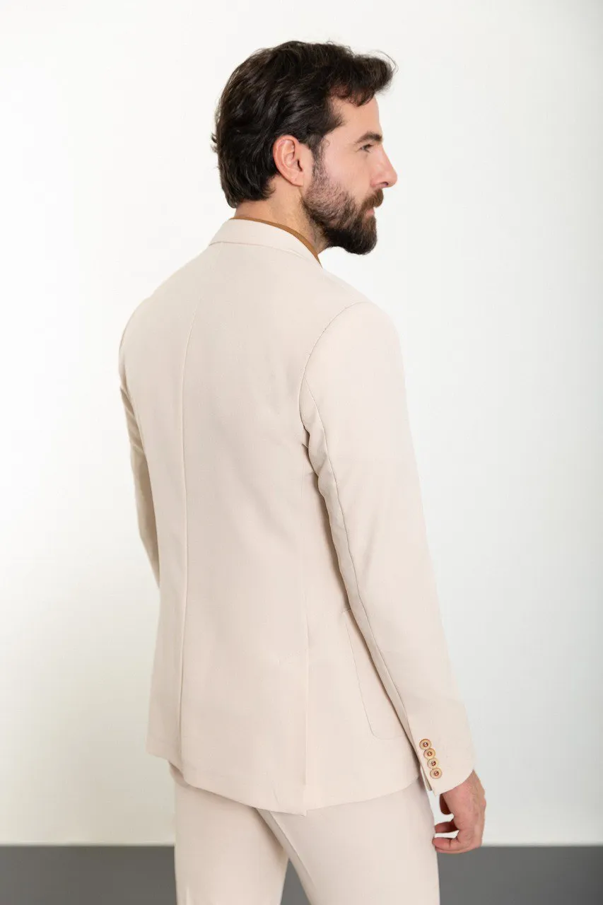 Beige Slim Fit 2 Piece Suit for Men | GentWith