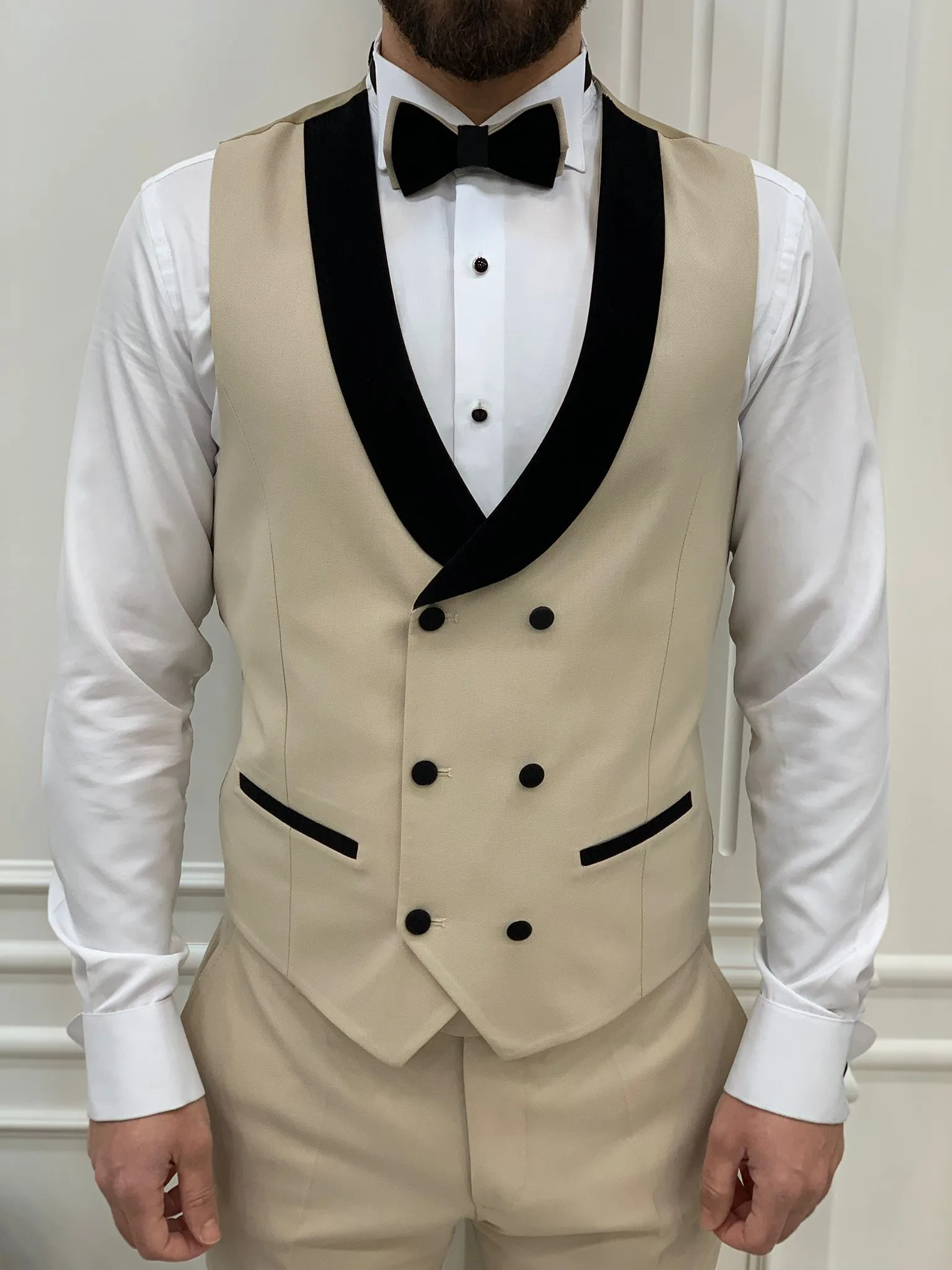 Beige Slim Fit Groom Wedding Tuxedo Suit for Men | GentWith