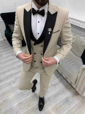 Beige Slim Fit Groom Wedding Tuxedo Suit for Men | GentWith