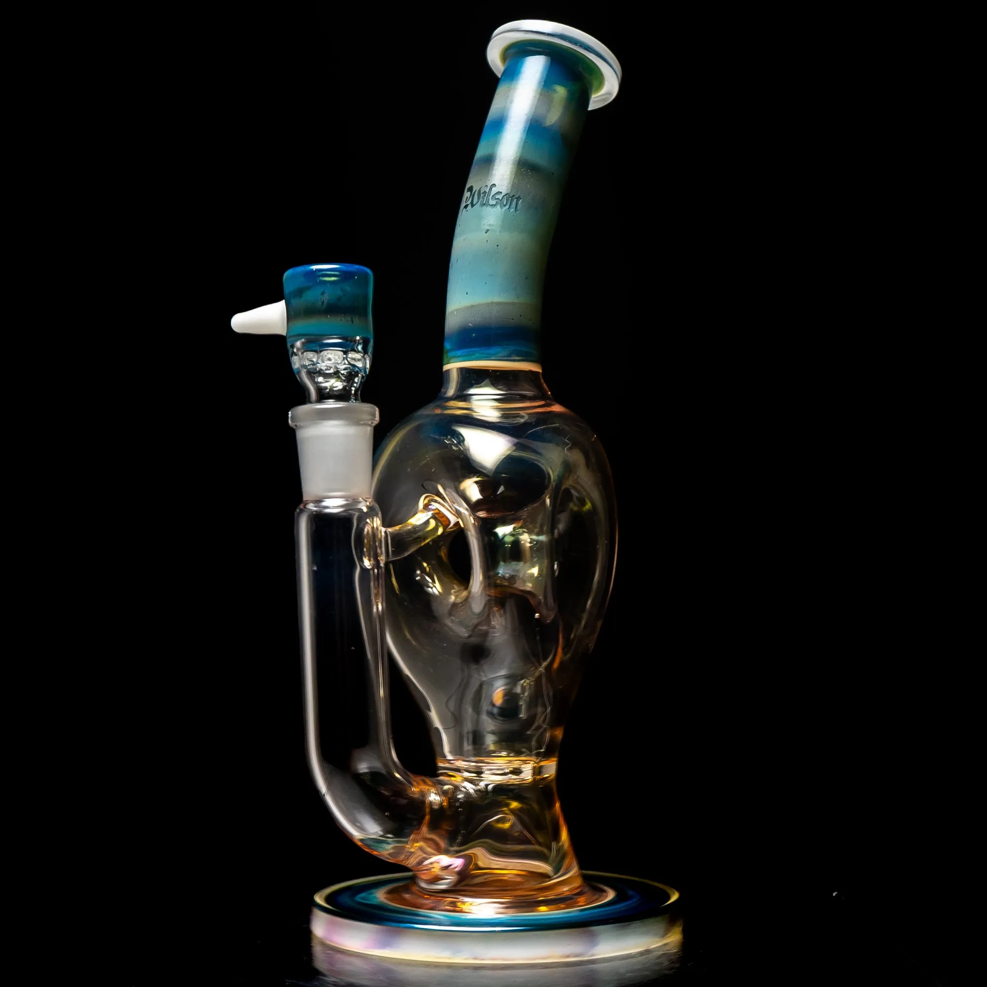 Ben Wilson - Triple Donut Bubbler - Fume w/ Striking Blue & White