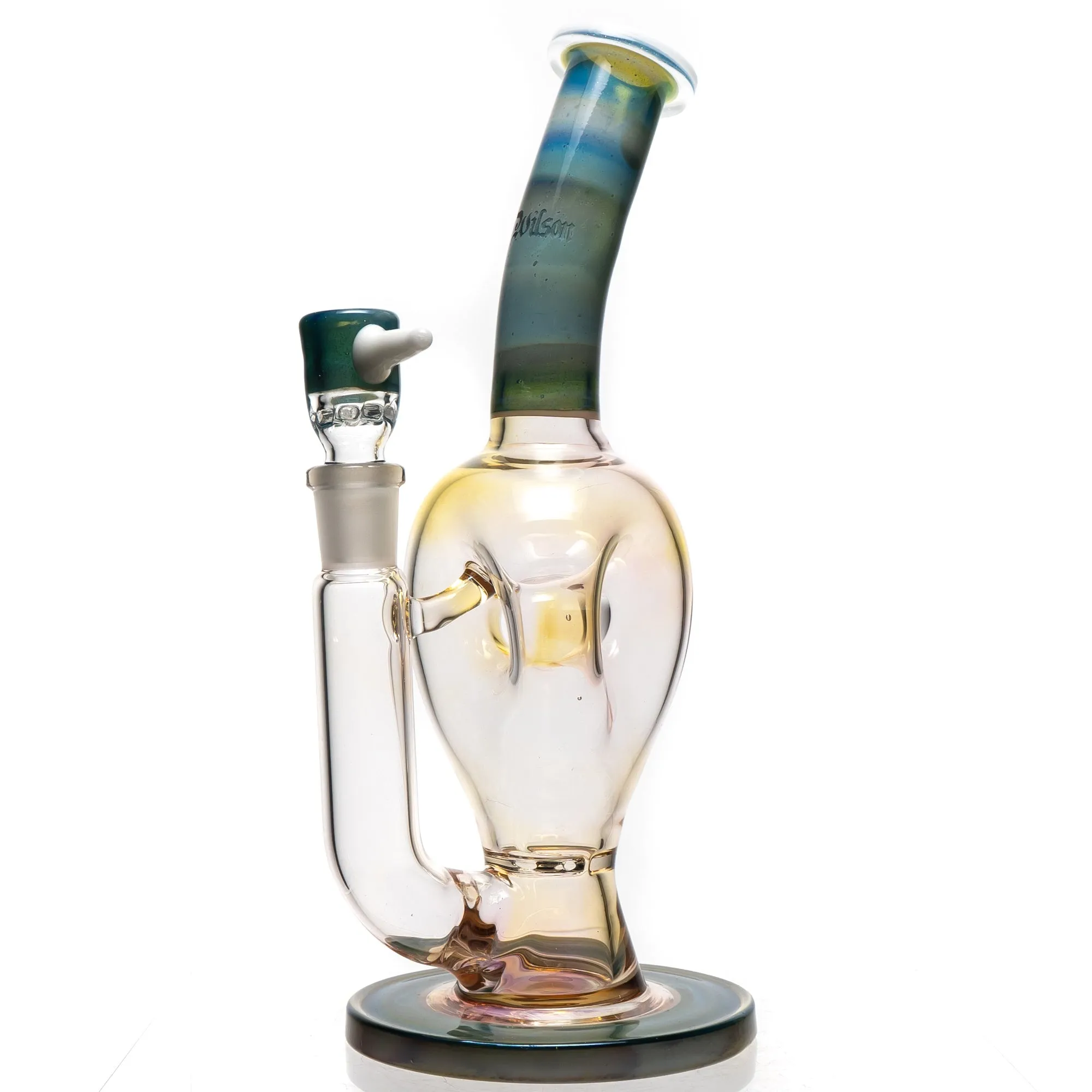 Ben Wilson - Triple Donut Bubbler - Fume w/ Striking Blue & White
