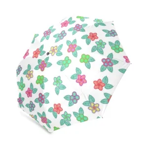 Berry Flowers White Foldable Umbrella