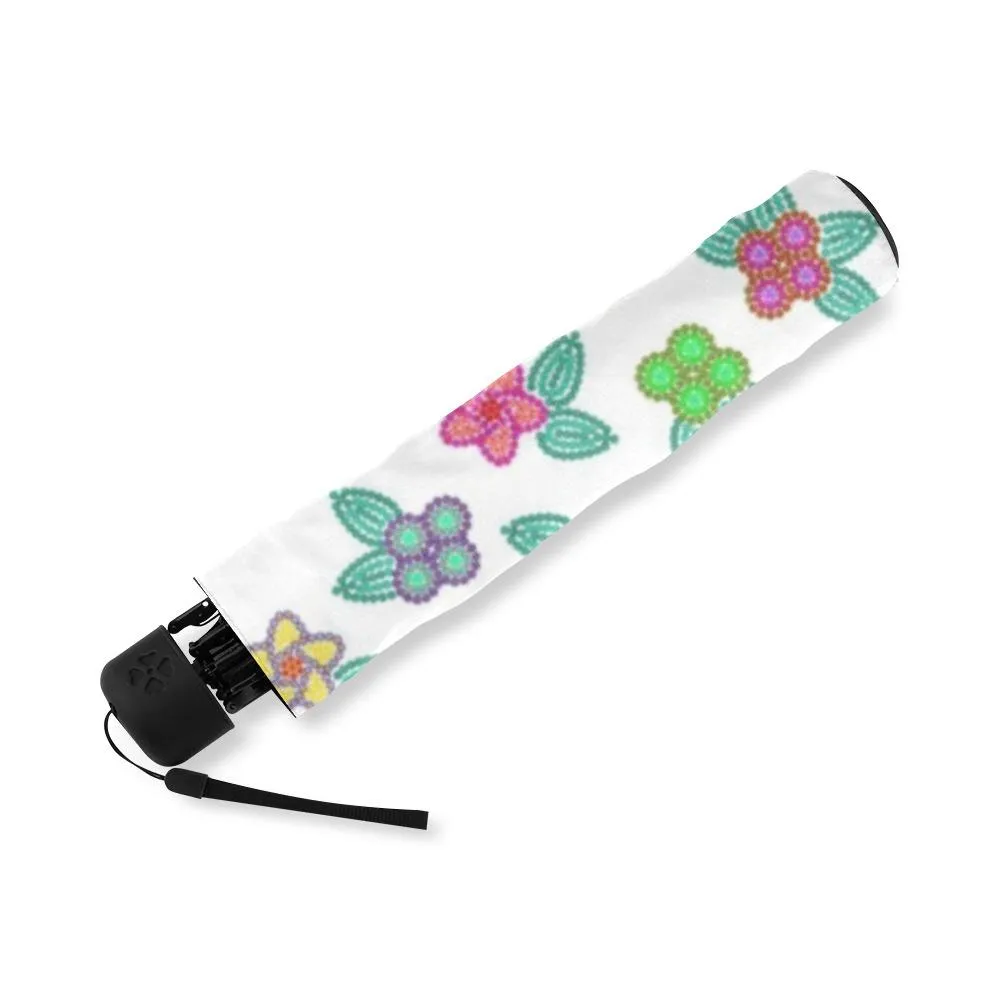 Berry Flowers White Foldable Umbrella