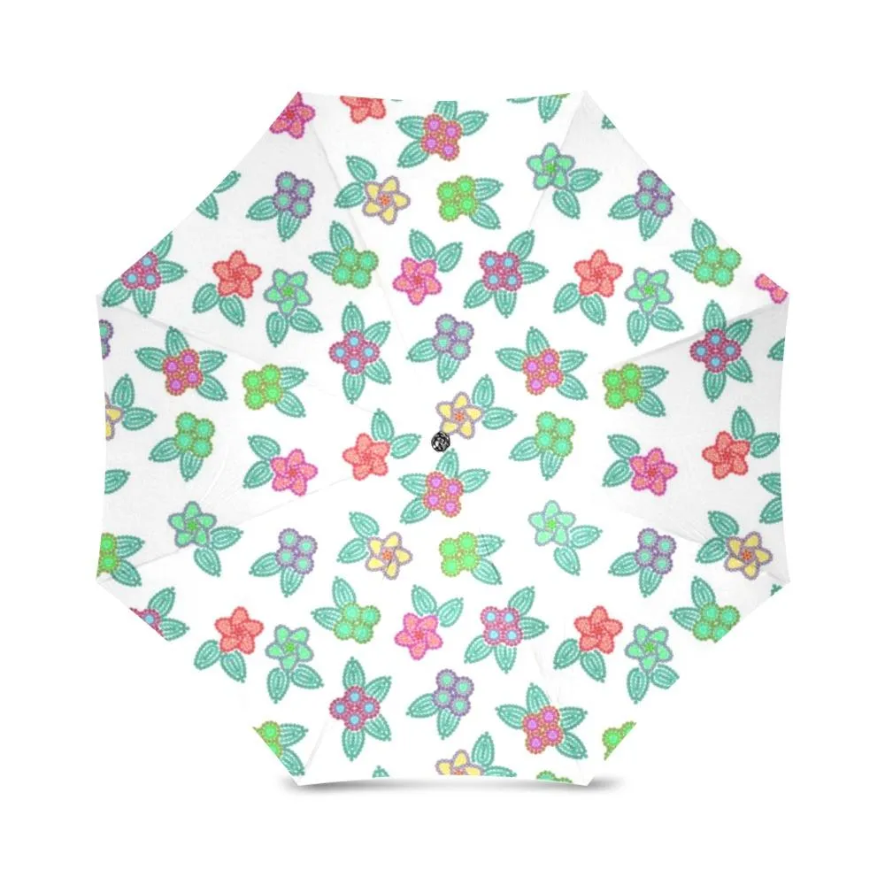 Berry Flowers White Foldable Umbrella