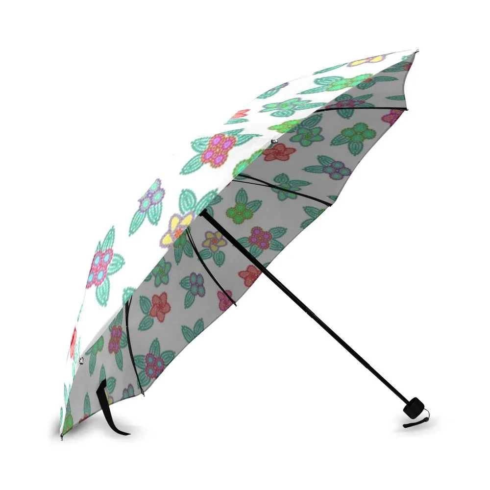 Berry Flowers White Foldable Umbrella